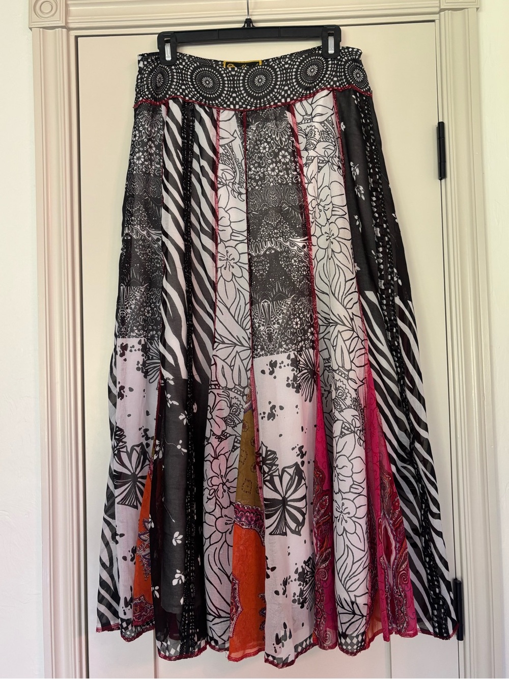 Mirasol Patchwork Boho Maxi Skirt Mixed Print Vintage Hippie Vtg Sz M